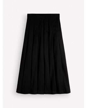 Boden Aya Cotton Sateen Midi Skirt - Black