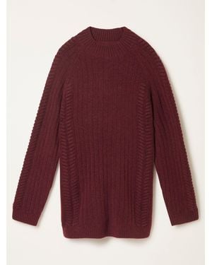 FatFace Hazel Burgundy Longline Knitted Sweater - Red