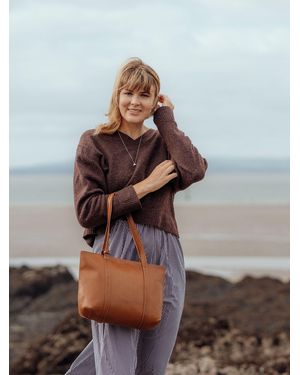 Conkca Ausha Leather Tote Bag - Brown