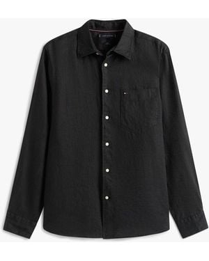 Tommy Hilfiger Stripe Washed Linen Long Sleeve Shirt - Black