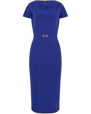 Long Tall Sally Scuba Buckle Midi Dress - Blue