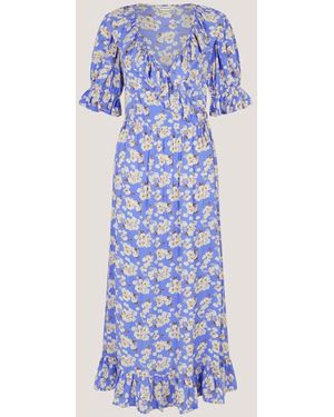 Monsoon Maddie Floral Print Midi Dress in Natural | Lyst