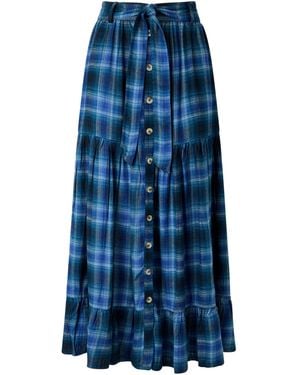 Joe Browns Button Down Plaid Maxi Skirt - Blue