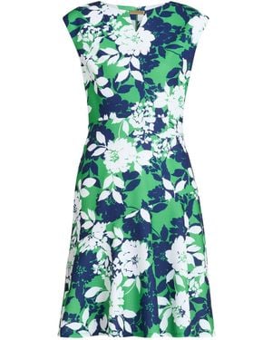 Gina Bacconi Gracey Floral Print Cap-Sleeve Dress - Green