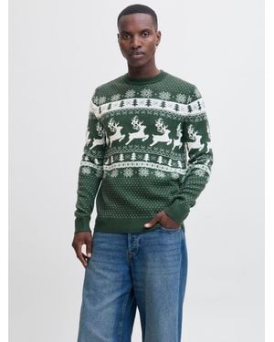 Jack & Jones Christmas Fairisle Pattern Jumper - Green