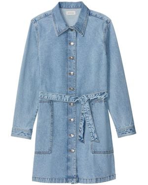 Calvin Klein Belted Denim Shirt Dress - Blue