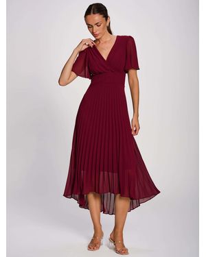 Jolie Moi Chiffon Pleated Maxi Dress - Red