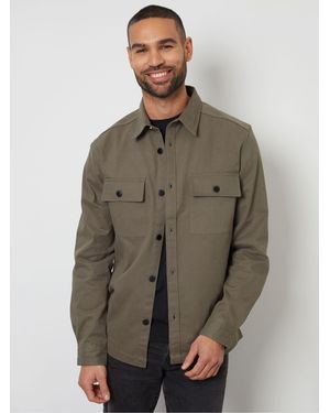 Threadbare Twill Button Up Shacket - Brown