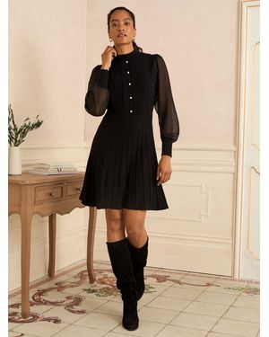 Love & Roses Chiffon Sleeve Knitted Mini Dress - Natural