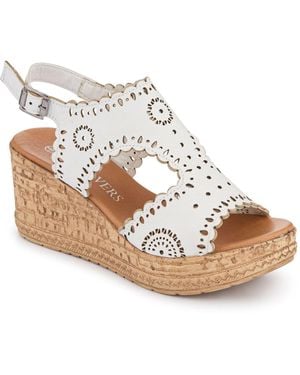 Pavers Leather Buckle-Fastening Wedge Sandals - White
