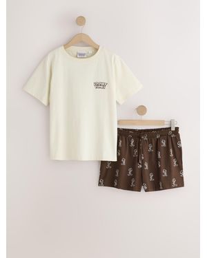 Next Ecru/ Looney Tunes Short Pajamas Set - Natural