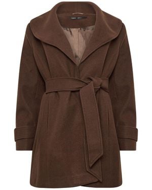 M Com Petite Belted Midi Coat - Brown