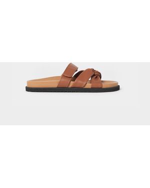 JD Williams Tan Extra Wide Fit Twist Front Footbed Sandals - Natural
