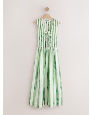 Next Shirred Body Tie Maxi Dress - Green