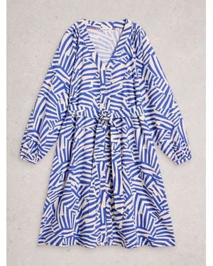 White Stuff Petra Linen Blend Dress - Blue