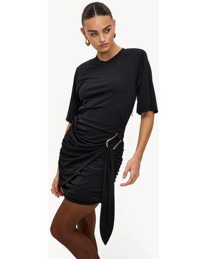 Loavies Chilly Charm Wrap Belt Detail Drape Mini Dress - Black