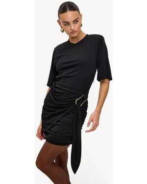 Loavies Chilly Charm Wrap Belt Detail Drape Mini Dress - Black