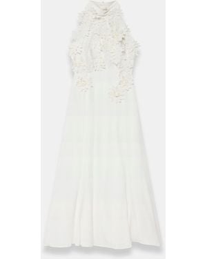 Mint Velvet Floral Textured Maxi Dress - White