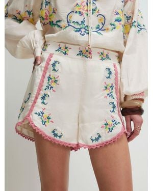 River Island Frill Trim Floral Print Shorts - Gray