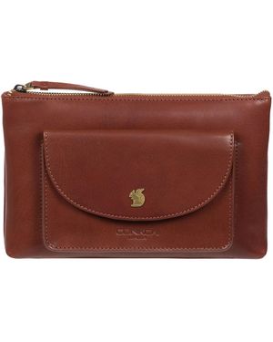 Conkca Treasure Leather Clutch Bag - Brown