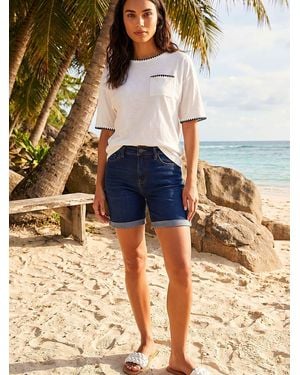 Roman Blanket Stitch Oversized T-Shirt - White