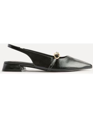 Linzi Revive Wide Fit Pointed Toe Ballet Flats With Buckle Detail - White