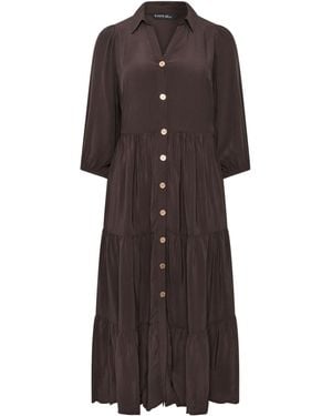 Evans Button Through Dress - Brown