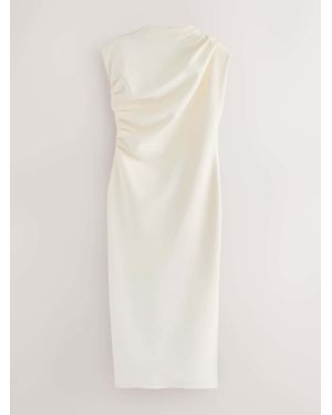 Nothing Ordinary Premium Midikleid Mit Hohem Baumwollanteil Jersey Rüschen - Natur