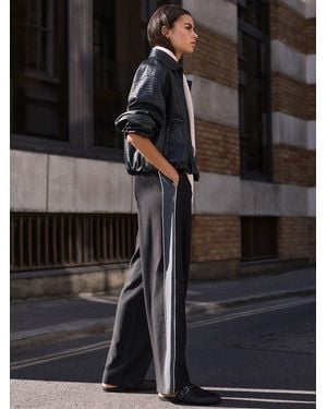 Next N. Premium Side Stripe Wide Leg Pants With Wool - Black
