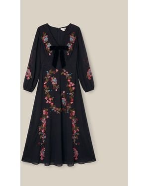 Monsoon Margot Floral Embroidered Midi Dress - Blue