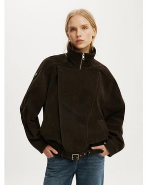 Cotton On Cove Faux Suede Biker Jacket - Black