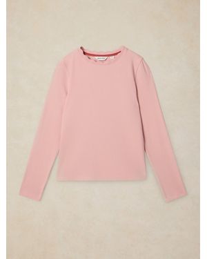 White Stuff Aida Scallop Long Sleeve T-Shirt - Pink