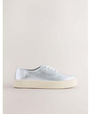 Next Forever Comfort Espadrille Lace Up Sneakers - Natural