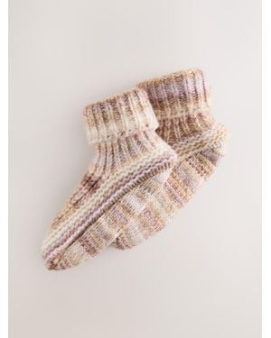 Next Neutral Tonal Knitted Bootsie Slipper Socks - Pink