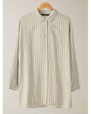 Evans Linen Rich Stripe Shirt - Natural