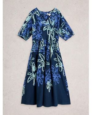 White Stuff Kate Linen Blend Dress - Blue