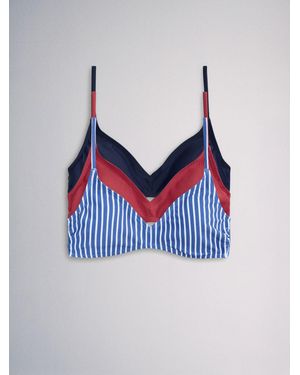 The Set Triangle 3 Pack Cropped Bikini Tops - Blue