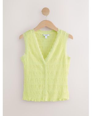 Next Lime Sleeveless V-Neck Textured Waistcoat - Yellow
