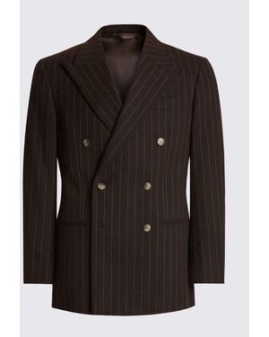 Moss Relaxed Fit Stripe Suit Jacket - Black