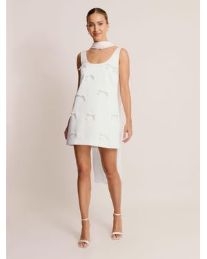 Six Stories Scoop Neck Bow Detail Mini Dress - Natural