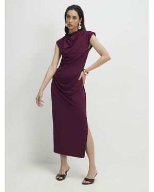 River Island Ruched Midi Dress - Purple