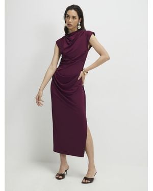 River Island Ruched Midi Dress - Purple