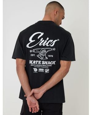 Threadbare Relaxed Fit Skate Shack Peached Cotton T-Shirt - Black