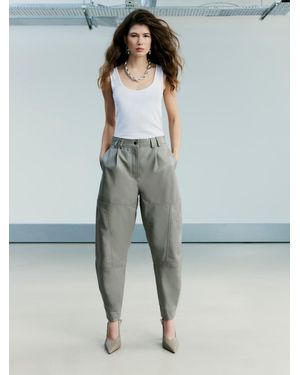 River Island River Island/ Leather Barrel Leg Pants - Blue