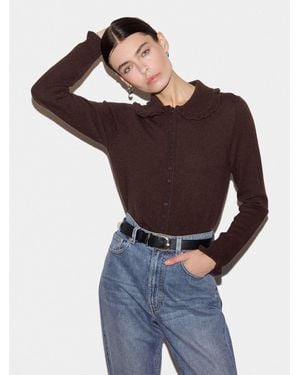 Jigsaw Wool Cashmere Frill Cardigan - Blue