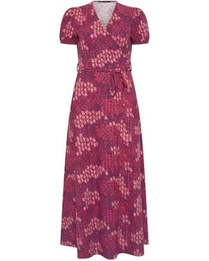 M Com Petite Maxi Wrap Dress - Purple