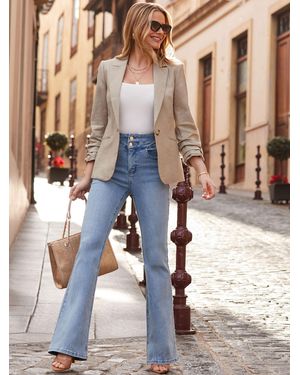 Sosandar Light Contour Waist Kick Flare Jeans - Blue