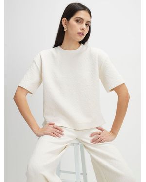 River Island Short Sleeve Jacquard Boxy T-Shirt - White