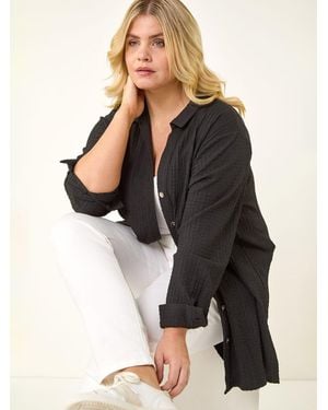 Roman Curve Textured Shirt - Black