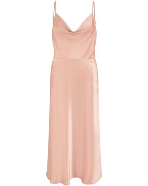 Yumi' Midikleid Aus Satin Mit Wasserfallausschnitt - Pink